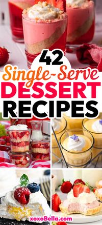 These single-serve desserts are easy to make and there's something for everyone whether you're looking for cakes, tarts, pies, mousse, strawberry shortcake, individual cheesecakes, or something else entirely! These cute individual desserts are ideal for parties if you want everyone to have their own portion of dessert or if you simply want to make individual portions so you can eat some and keep some. But remember, a lot of these are dangerously delicious and you'll want a double serving!