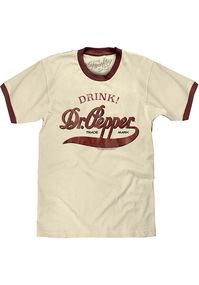 Officially licensed Dr Pepper product. Soft ringspun cotton, Contrasting 1x1 baby rib binded collar and sleeves, Taped neck and shoulders, Side seams, Printed in USA, 100% Combed Ringspun Cotton, Machine wash, tumble dry, 8