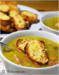 Award Winning Split Pea Soup with Gouda Crostini