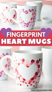 Fingerprint heart mug - cute DIY for valentine’s day or mother’s day!