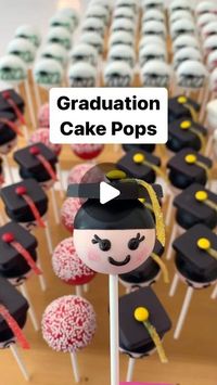 Sweet Whimsy Shop | Cake Pops | Bakery & Tutorials on Instagram: "Learn how make these little graduation cake pops for your own grad’s celebration, or for clients. 🎓🎉 Message me with keywords GET GRAD and I’ll reply with a link for more info and a code for 25% off 😊 The in-depth tutorial teaches how to mix & melt compound chocolate (candy melts) for dipping, how to color chocolate, how to pipe details, how to make the mortarboards (graduation caps 😉), as well as tips & tricks for fixing & pr