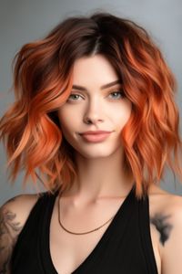 A dark-rooted copper fade is perfect for a low-maintenance, modern look. The dark roots give way to luminous copper, requiring fewer salon visits for touch-ups. Click here to check out more lovely copper hair color ideas for 2023.