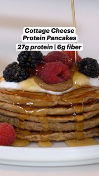 These high protein cottage cheese pancakes are perfect for healthy breakfast meal prep. Theyre so full of flavor, moist, and extra filling. Protein pancakes. High protein recipes. Healthy breakfast recipes. #pancakes #highprotein #breakfast