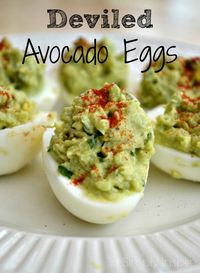 These deviled avocado eggs are an amazing healthy alternative to traditional deviled eggs.