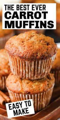 There's nothing like a carrot muffin with a steaming cup of coffee. Take a morning coffee break and savor the flavor! #spendwithpennies #carrotmuffins #recipe #breakfast #snack #easy #best #healthy #moist #flavorful