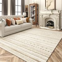 Elevate your indoor space with the bohemian-inspired charm of SIXHOME's Neutral Geometric Washable Rug. Adorned with rows of cream and brown geometric patterns, this large area rug exudes a rich boho feel with intentional distressing. Crafted with precision, these 8x10 area rugs are made from premium polyester, ensuring high stain resistance, fade resistance, and non-shedding properties, making them perfect for any area in your home. The boho carpet's fluffy surface offers a luxurious softness,