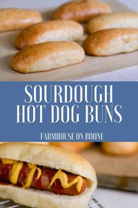 These sourdough hot dog buns are light, fluffy, and packed full of flavor. They are super easy to make and will take your next family barbecue up a notch. #farmhouseonboone #sourdough #sourdoughhotdogbuns #hotdogbuns