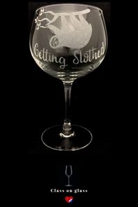 If you have came across my pin then you must be searching for awesome sloth gift ideas. Well look no further, there are many cute sloth gift products around but none as awesome as this glass. Great gift for your girl best friends or even for men too. Handmade, hand engraved gin glass. If your planning on getting slothed this weekend then please do it in style. Repin and click through to grab yourself a 15% off voucher. #sloth #slothgift #handmadegifts  #handengraved #ginandtonic