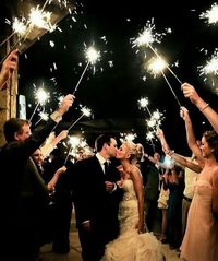 wedding photo with sparklers send off