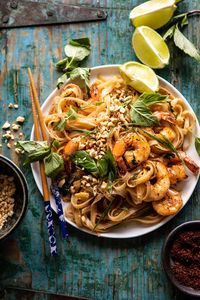 Better Than Takeout Garlic Butter Shrimp Pad Thai | halfbakedharvest.com #padthai #garlicbutter