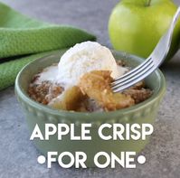 Apple Crisp For One is a delicious single-serving dessert! Make it in the microwave OR oven and top it with vanilla ice cream for an extra tasty treat.