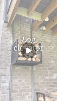 Sheli Bungard on Instagram: "It’s that time of year when the weather starts getting chilly and the logs are cut and ready to go! 

➡️Comment “elevator” If you are interested in the log elevator build list.
#diy #porch #porchgoals #elevator #logelevator #outdoorfireplace #fireplace #logstorage #christmasdecor #holiday #fire"