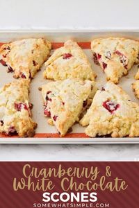 Delicious Cranberry and White Chocolate Scones are a perfect festive breakfast! Soft and crumbly scones filled with fresh cranberries and chunks of oozing white chocolate.