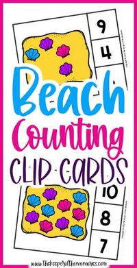 Beach Counting Clip Cards are a wonderful way to practice number recognition and counting skills with your little kids. Don’t forget to grab yours today! #preschool #math #beach #seashells #centers #counting #numbers #preschoolmath #preschoolthemes #preschoolactivities