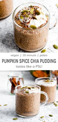 Pumpkin Spice Latte Chia Pudding is a rich and decadent 7 ingredient meal prep breakfast that is paleo, vegan, and made with whole foods! #chiapudding #chiaseedrecipe #pumpkinspicelatte #pumpkinspice #pumpkinrecipe #paleorecipe #veganrecipe | DarnGoodVeggies.com