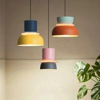 Nordic Modern Pendant Light Creative Macaron Color Barn Design Mid Century Hanging Light Fixture with Aluminum Shade Vintage Industrial Chandelier Bedroom Colorful Ceiling Pendant Lights 110-240V 2024 - $119.99