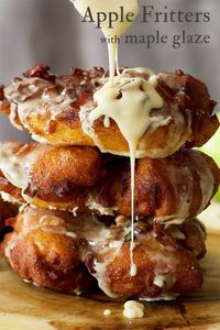 The BEST doughnut shop style apple fritters. Let them rise overnight for fresh, warm, doughnuts in the morning. #applefritters #homemade #doughnuts #breakfast #brunch | ofbatteranddough.com