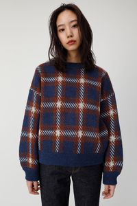 【MOUSSY】VOLUME SLEEVE CHECK ニットSHEL'TTER WEB STORE（シェルターウェブストア）