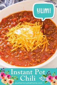 This Pioneer Woman Instant Pot Chili is a hearty and filling meal you can get on the table in less than 30 minutes. Perfectly cooked hamburger, onion, Rotel tomatoes, and a variety of spices make this chili a delicious and satisfying dish.👇👇 Pioneer Woman Instant Pot Chili https://www.southerncrushathome.com/pioneer-woman-instant-pot-chili/