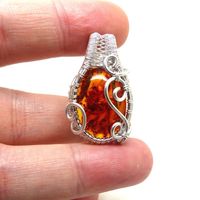 wire wrapped amber pendant