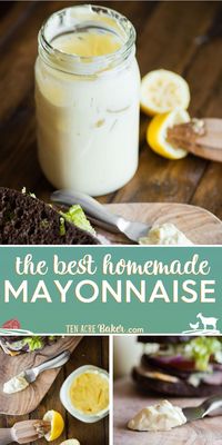 Homemade Mayonnaise is such an easy recipe to make that it only takes a few minutes. This  recipe turns out creamy and thick and tastes so good! Find out how my mayo recipe turns out perfect every time. It has to do with both the mixing technique and the ingredients. Curious? #mayo #mayonnaise #recipe #howtomake #best