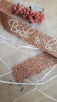 ROSE GOLD Bride to be sash pinky rose gold glitter handmade