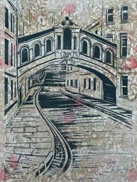 Bridge of Sighs Oxford - on green William Morris £95.00