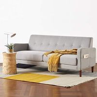 Mellow ADAIR Mid-Century Modern Loveseat/Sofa/Couch with Armrest Pockets, Light Grey Mellow