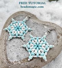 Free tutorial for Snowflake earrings + Video! | Beads Magic Beaded snowflake, free beading tutorial,seed beads, free beading pattern, bead tutorial, bead pattern, snowflake pattern, snowflake tutorial, diy christmas ornament, superduo tutorial, superduo pattern, ornament tutorial