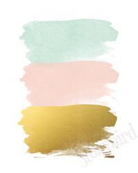 Abstract Brush Strokes - Blush Mint & Gold Wall Print