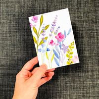 Sweeping Wildflowers Blank Greeting Card: hand painted watercolor wildflower spring and summer card — Cafe Notes + Company