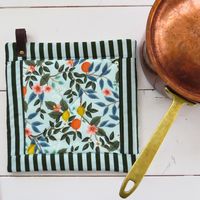 Rifle Paper Co Potholder Hot Pad, Large Quilted Casserole Trivet, Lemon Mint Kitchen Decor, - Family Hostess Gift : Citrus Grove Bramble