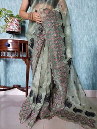 *❣️✨Fresh New Arrivals At Store..* *_🦚मोरनी vol 1🦚_* Pure soft organza silk saree with heavy embroidery multi work thread work with beautiful peacock designs nd double viscose aarco borders Paired with unstitched black banglori sartin silk blouse *Awesome 4 colours* Sd¹⁰⁵ *Rs:1350+$* *💯% Premium Quality Products* *Ready To Dispatch* 🦚🦚 🦚🦚 🦚🦚 🦚🦚