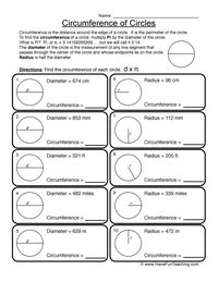 Circle Circumference Worksheet