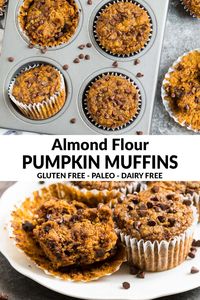 Amazingly moist Almond Flour Pumpkin Muffins. SO easy to bake and made with no butter, no oil, and no refined sugar. These low carb muffins taste absolutely scrumptious and make for the best healthy breakfasts and snacks! {Paleo, gluten free, keto, and grain free} #pumpkinrecipes #almondflourmuffins #lowcarb #paleo #glutenfree #wellplated