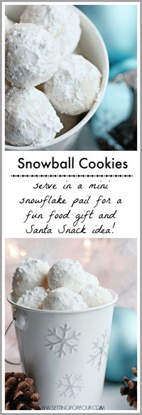 These Snowball Cookies look like adorable mini snowballs! Fabulous DIY Christmas gift Idea and Santa Snack idea too! www.settingforfour.com