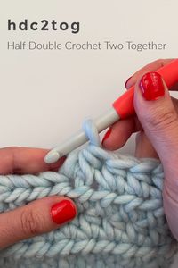 Curious about how to hdc2tog, or half double crochet two together? This decrease stitch is easy! Video and photo tutorials make it simple.