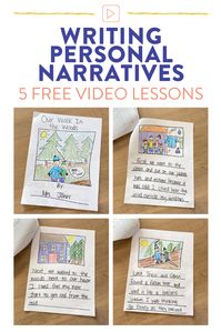 Teach your first grade students how to write personal narratives with these 5 easy steps. There are 5 video lessons directed towards students with modeled strategies to get your students working through the writing process from brainstorming through publishing.