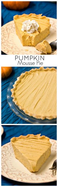 Pumpkin Mousse Pie - light and creamy no-bake pumpkin pie that's a perfect finish to a Thanksgiving dinner.