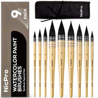 PRICES MAY VARY. 【Professional Watercolor Brushes】: This Nicpro artist paint brush set come with wide variety of sizes (rounds 0, 1, 2, 3, 4, 5, 6, 7, 8), from large even washes to fine lines and details, this set can totally satisfy your different creation needs. All the brushes tip are protected with water-soluble glue and plastic cover when arrive, which is handy to keep them in shape. 【Anti-Shedding】:Soft synthetic squirrel hair is secured with metal rings by four deep crimps,which creating a mechanical lock that securely fastens both the ferrule and hair to the handle. Ensure these hair are hard to shed, loosen, and fall apart, making you focus more on creating. 【Synthetic Squirrel Hair】： These paint brushes are made with high-quality synthetic hair, compare with natural squirrel, thi