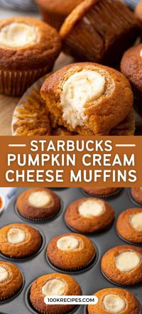 These are delicious Starbucks pumpkin cream cheese muffins with a very light and fluffy texture. Really, these are the most delicate and airy pumpkin muffins I’ve ever tasted.