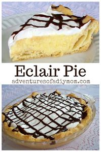 Eclair Pie - a yummy pie version of the classic eclair dessert. #eclairpie #eclairdessert