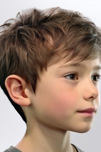 The textured pixie is a trendy and low-maintenance haircut for boys. The sides seamlessly blend into the top with a medium fade. Click here to check out more trendiest boys haircuts for school.