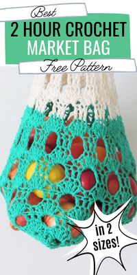 This crochet market bag free pattern comes in a small and big size. This reusable go green tote is designed using 100% cotton yarn. The tutorial is easy enough for beginners. #crochetmarketbag, #crochetmarketbagfreepattern, #crochetmarkettote, #crochetcottonmarketbag