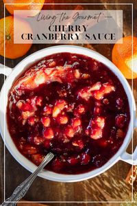 Prepared with cherry pie filling, cranberries, pineapple, and mandarin orange, along with a medley of warm holiday spices, this cranberry sauce is both sweet and tangy!