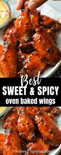 Make this crispy ven baked sweet and spicy chicken wings with an incredible homemade chicken wings sauce. This honey sriracha chicken wings are so crispy, simply an irresistible easy baked chicken appetizer that get's done so quickly! Make it! For such great easy chicken recipes visit my blog @foodiesterminal.com #honeysrirachachickenwings #ovenbakedchickenwings #easychickenwings #spicychickenwings #sweetwings #foodiesterminal #quickandeasy #chickenappetizer