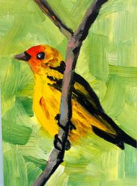 Original Oil ACEO "Western Tanager" Bird Painting by US Artist Kevin Cross. #Miniature