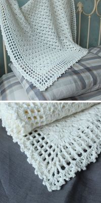 Lacy crochet blanket with a great retro style reminiscent of old American movies from the 50s. This delicate blanket is made using the corner-to-corner crochet technique, so if you haven't learned it yet, consider starting with this project. It only requires knowledge of single and double crochet and is great for beginners. The crochet instructions for this piece are easy to follow. #freecrochetpattern #crochetbabyblanket #crochetlaceblanket #laceblanket #babyblanket #crochetforbaby