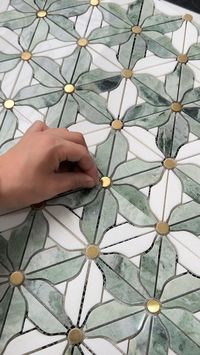 Shangeri La jade marble with thassos flower mosaic tile. Try a fresher design to bring a new experience to your… | Instagram