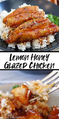 Lemon Honey Glazed Chicken is a delicious and hearty chicken recipe cooked in a delicious lemon honey glaze and served over rice.